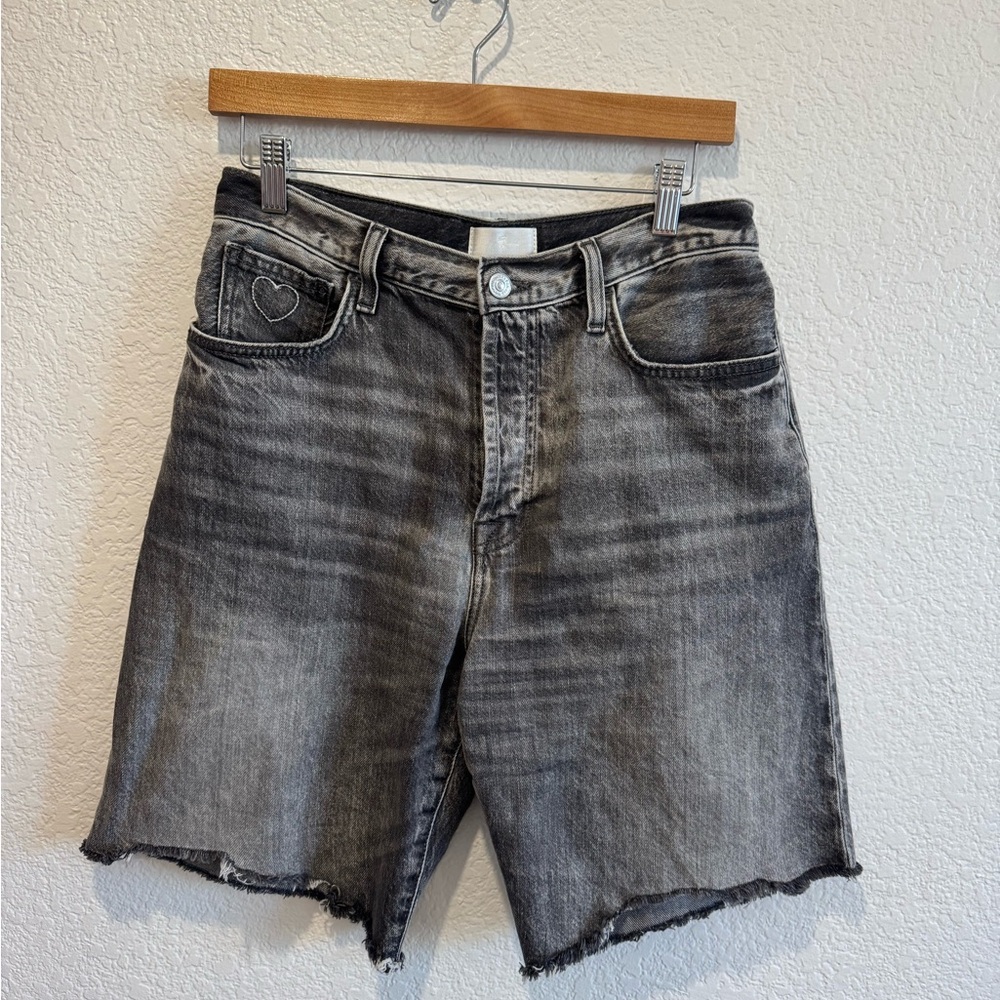 7 For All Mankind Easy James Black Wash Denim Shorts Size 29